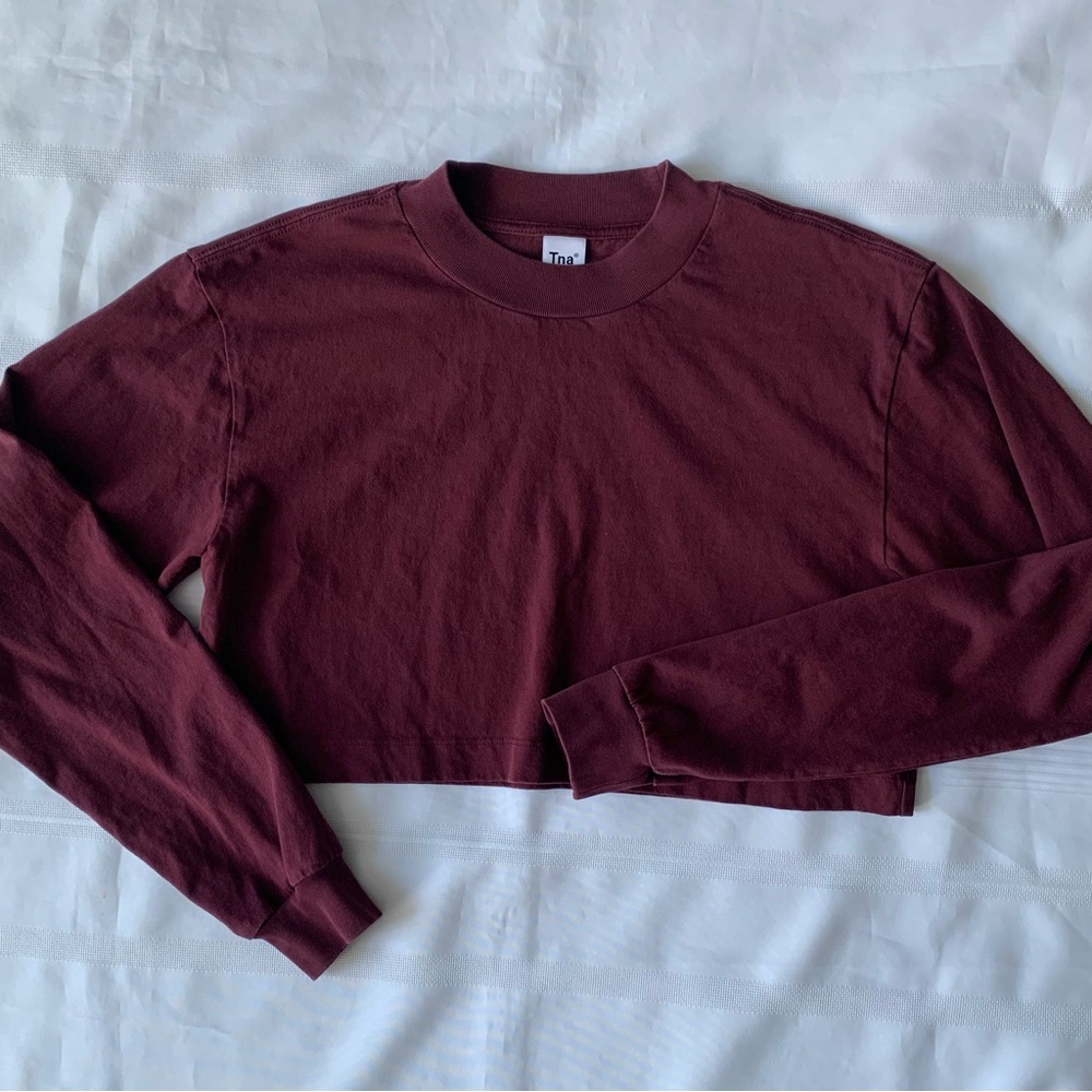 TNA | Rich Burgundy Long Sleeve Crop Top
